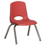 ECR4Kids; School Stack Chairs, 12 inch; Seat Height, Red/Chrome, Pack Of 6