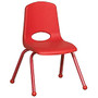 ECR4Kids; School Stack Chairs, 14 inch; Seat Height, Red, Pack Of 6