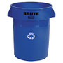 Rubbermaid; Heavy-Duty Recycling Container, 32 Gallons, 27 inch; x 22 inch; x 22 inch;, Blue
