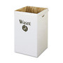 Safco; 70% Recycled Corrugated Recycling And Waste Receptacle, 40 Gallons, White, Pack Of 12