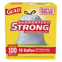 Glad; Tall Kitchen Drawstring Trash Bags, 13 Gallons, 24 inch; x 48 inch;, White, Box Of 100