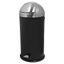 Genuine Joe 13.5-Gallon Pedal Receptacle Bin, Black/Silver