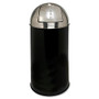 Genuine Joe Classic Round-Top Receptacle, 12 Gallons, Black/Silver