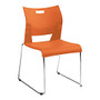 Global; Duet Stacking Chairs, With Arms, 32 1/4 inch;H x 20 1/2 inch;W x 22 1/2 inch;D, Tiger Orange, Pack Of 4