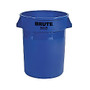 Rubbermaid Brute Refuse Container, Round, Plastic, 32 gal, Blue, 1 Each