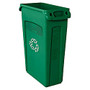Rubbermaid; Commercial Slim Jim; Waste Receptacle, 23 Gallons, Green