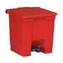 Rubbermaid; Step-On Square Plastic Trash Container, 17 1/8 inch; x 15 3/4 inch; x 16 1/4 inch;, 8 Gallons, Red