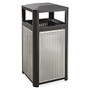 Safco Evos Series Side-Opening Steel Waste Receptacle, 15-Gallon, 33 1/4 inch;H x 16 inch;W x 16 inch;D, Black/Gray
