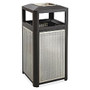 Safco; Evos Square Side-Open Steel Waste Receptacle With Ashtray, 15-Gallon Capacity, Black/Gray