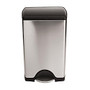 simplehuman; Rectangular Plastic Lid Brushed Stainless Steel Step Trash Can, 10 Gallons