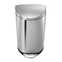 simplehuman; Semi-Round Brushed Stainless Steel Step Trash Can, 8 Gallons