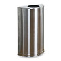 United Receptacle 30% Recycled Half Round Open-Top Steel Receptacle, 12 Gallons, 32 inch; x 18 inch; x 9 inch;, Stainless Steel