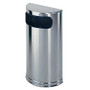 United Receptacle 30% Recycled Half Round Side-Opening Steel Receptacle, 9 Gallons, 32 inch; x 18 inch; x 9 inch;, Stainless Steel