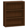 HON 10500 Series 3-Shelf Bookcase - 36 inch; x 13.1 inch; x 43.4 inch; - 3 Shelve(s) - Square Edge - Material: Wood Grain, Wood - Finish: Mahogany, Mocha Laminate