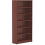Lorell Chateau Bookshelf - Top, 36 inch; x 11.6 inch; x 72.5 inch; Bookshelf - 6 Shelve(s) - Reeded Edge - Material: P2 Particleboard - Finish: Mahogany Surface, Laminate Surface