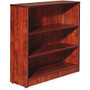 Lorell Essentials Series Cherry Laminate Bookcase - 36 inch; x 12 inch; x 36 inch; Bookshelf, Shelf - 3 Shelve(s) - Square Edge - Material: Medium Density Fiberboard (MDF) - Finish: Thermofused Laminate (TFL), Cherry