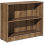 Lorell Essentials Series Walnut Laminate Bookcase - 36 inch; x 12 inch; x 30 inch; Shelf, Top - 2 Shelve(s) - Square Edge - Material: Medium Density Fiberboard (MDF) - Finish: Walnut, Thermofused Laminate (TFL)