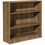 Lorell Essentials Series Walnut Laminate Bookcase - 36 inch; x 12 inch; x 36 inch; Bookshelf, Top, Shelf - 3 Shelve(s) - Square Edge - Material: Medium Density Fiberboard (MDF) - Finish: Thermofused Laminate (TFL), Walnut