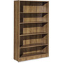 Lorell Essentials Series Walnut Laminate Bookcase - 36 inch; x 12 inch; x 60 inch; Bookshelf, Shelf - 5 Shelve(s) - Square Edge - Material: Medium Density Fiberboard (MDF) - Finish: Walnut, Laminate