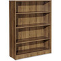Lorell Essentials Series Walnut Laminate Bookcase - Shelf, 36 inch; x 12.5 inch; x 48 inch; Bookshelf - 4 Shelve(s) - Square Edge - Material: P2 Particleboard - Finish: Walnut, Thermofused Laminate (TFL)