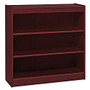 Lorell; Panel-End Hardwood Veneer Bookcase, 3-Shelves, 36 inch;H x 36 inch;W x 12 inch;D, Mahogany