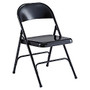 Lorell&trade; Coated Steel Folding Chairs, Black, Pack Of 4