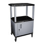 H. Wilson Plastic Utility Cart With Locking Cabinet, 42 1/2 inch;H x 24 inch;W x 18 inch;D, Black/Nickel