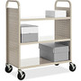 Lorell Flat Shelf Book Cart - 3 Shelf - 200 lb Capacity - 5 inch; Caster Size - Steel - 39 inch; Width x 19 inch; Depth x 46 inch; Height - Putty
