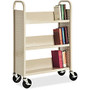 Lorell Single-sided Book Cart - 3 Shelf - 200 lb Capacity - 5 inch; Caster Size - Steel - 39 inch; Width x 14 inch; Depth x 46 inch; Height - Putty