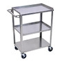 Luxor 3-Shelf Stainless Steel Serving Cart, 34 1/4 inch;H x 28 1/4 inch;W x 16 inch;D
