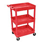 Luxor 3-Shelf Tub Cart, 36 1/2 inch;H x 24 inch;W x 18 inch;D, Red