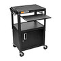 Luxor Adjustable Height Cart, Cabinet/Pullout Tray, 42 inch;H x 24 inch;W x 18 inch;D, Black
