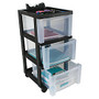 Office Wagon; Brand Plastic Storage Cart, 3 Drawers, 26 1/5 inch;H x 12 1/10 inch;W x 14 3/10 inch;D, Black