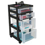 Office Wagon; Brand Plastic Storage Cart, 4 Drawers, 26 7/16 inch;H x 12 1/16 inch;W x 14 1/4 inch;D, Black