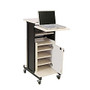 Oklahoma Sound PRC Series Presentation Cart, Deluxe With Storage Cabinet, 40 1/2 inch;H x 18 inch;W x 30 inch;D, Ivory/Black