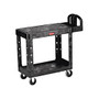 Rubbermaid; Commercial Flat Shelf 2-Shelf Utility Cart, 33 1/3 inch;H x 19 3/16 inch;W x 37 7/8 inch;D, Black