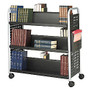 Safco; Scoot&trade; Steel Book Cart, 6 Double-Sided Shelves, 41 1/2 inch;H x 40 inch;W x 17 1/4 inch;D, Black