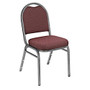 National Public Seating Dome-Back Stacking Chairs, Fabric, Diamond Burgundy/Silvervein, Set Of 2