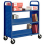 Sandusky; Book Truck, Double-Sided With 1 Flat/4 Sloped Shelves, 46 inch;H x 39 inch;W x 19 inch;D, Blue