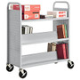 Sandusky; Book Truck, Double-Sided With 1 Flat/4 Sloped Shelves, 46 inch;H x 39 inch;W x 19 inch;D, Dove Gray
