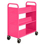 Sandusky; Book Truck, Double-Sided With 1 Flat/4 Sloped Shelves, 46 inch;H x 39 inch;W x 19 inch;D, Pink