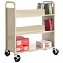 Sandusky; Book Truck, Double-Sided With 1 Flat/4 Sloped Shelves, 46 inch;H x 39 inch;W x 19 inch;D, Putty