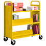 Sandusky; Book Truck, Double-Sided With 1 Flat/4 Sloped Shelves, 46 inch;H x 39 inch;W x 19 inch;D, Yellow