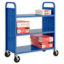 Sandusky; Book Truck, Double-Sided With 3 Flat Shelves, 46 inch;H x 39 inch;W x 19 inch;D, Blue
