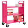 Sandusky; Book Truck, Double-Sided With 3 Flat Shelves, 46 inch;H x 39 inch;W x 19 inch;D, Pink