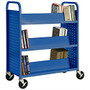 Sandusky; Book Truck, Double-Sided With 6 Sloped Shelves, 46 inch;H x 39 inch;W x 19 inch;D, Blue