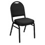 National Public Seating Dome-Back Stacking Chairs, Fabric, Ebony Black/Black, Set Of 2