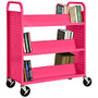 Sandusky; Book Truck, Double-Sided With 6 Sloped Shelves, 46 inch;H x 39 inch;W x 19 inch;D, Pink
