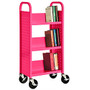 Sandusky; Book Truck, Single-Sided With 3 Sloped Shelves, 46 inch;H x 18 inch;W x 14 inch;D, Pink