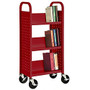 Sandusky; Book Truck, Single-Sided With 3 Sloped Shelves, 46 inch;H x 18 inch;W x 14 inch;D, Red